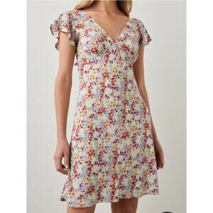Revolve Rails Gigi Fleur Floral Sun Dress Flutter Sleeves L